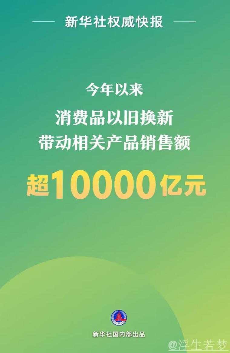 今年以来消费品以旧换新销售额突破1万亿元 今年以来消费品以旧换新销售额突破1万亿元