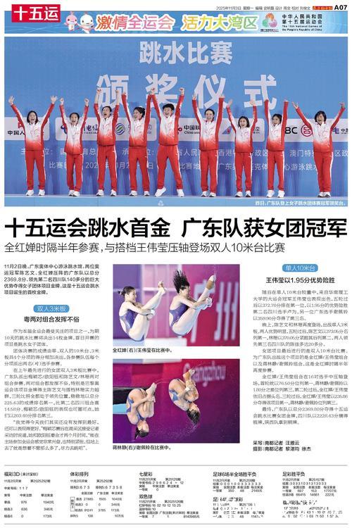 十五运会跳水首金诞生！广东队获得女团冠军